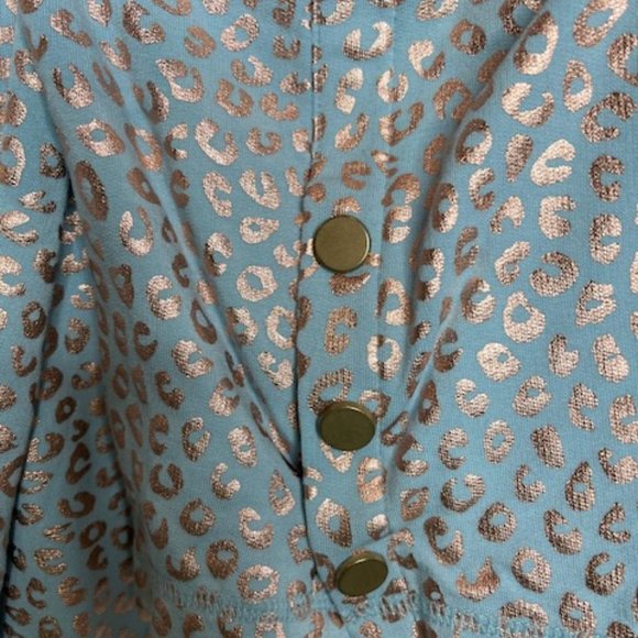 Zuda Foil Printed Baby Blue Pullover with Rose Gold Animal Detail XL - Picture 4 of 15